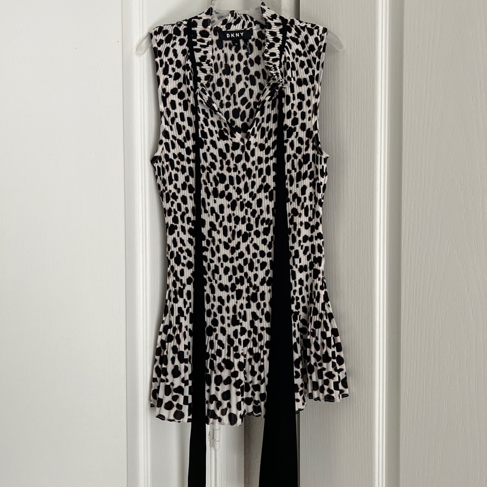 DKNY Leopard Print Sleeveless Blouse